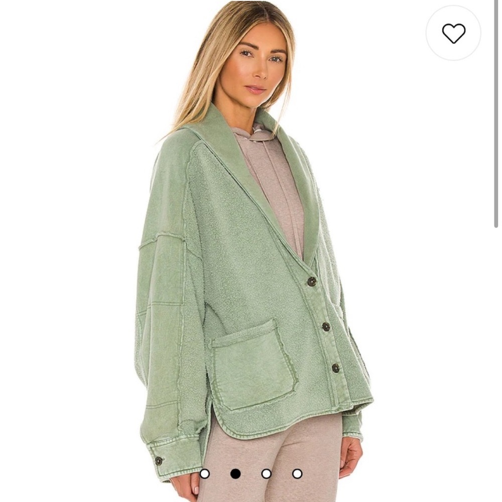 Free People Sage Green Jordan Reverse Fleece Shacket